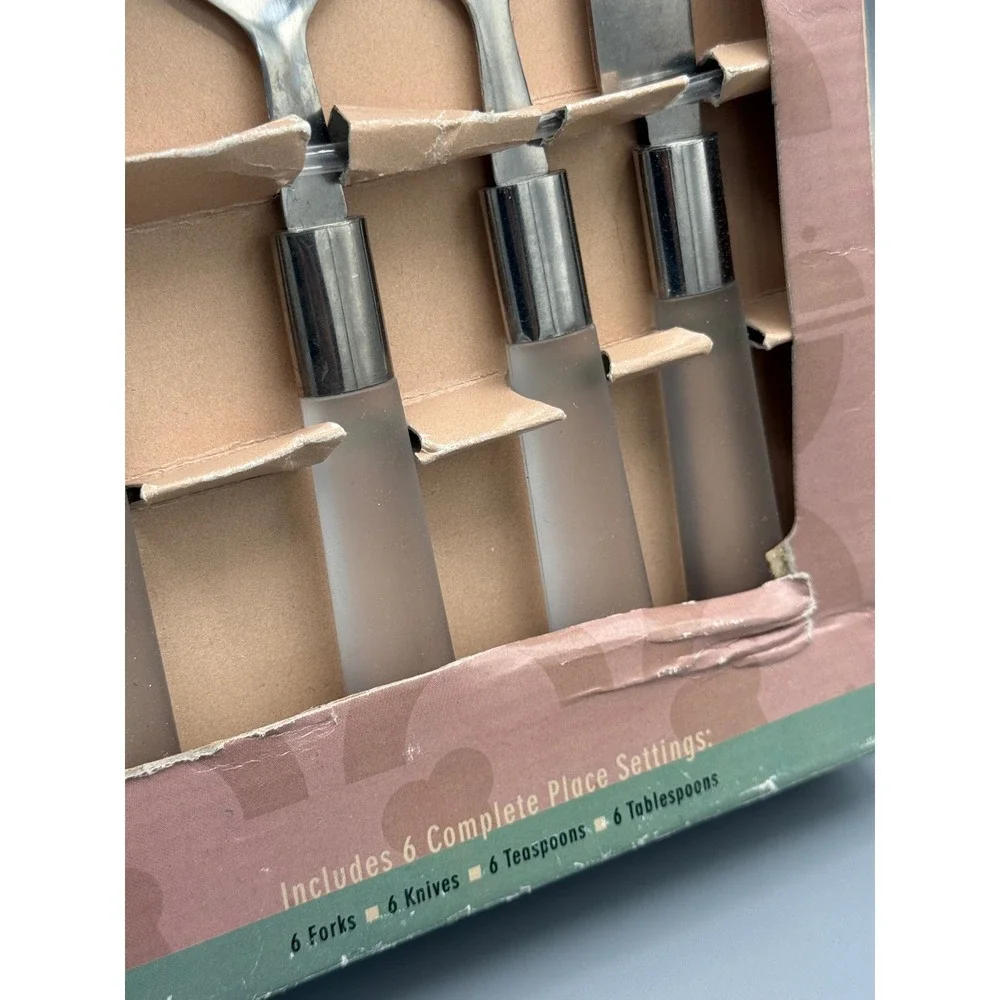 Gourmet Traditions 24 Piece Flatware Set Frosted Handles Stainless Steel 6 Place